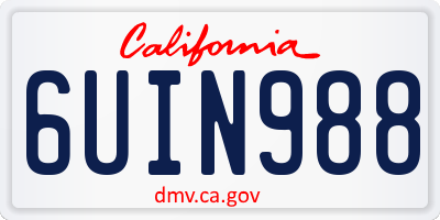 CA license plate 6UIN988