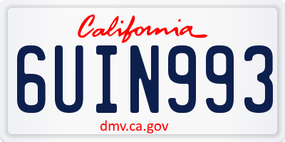 CA license plate 6UIN993