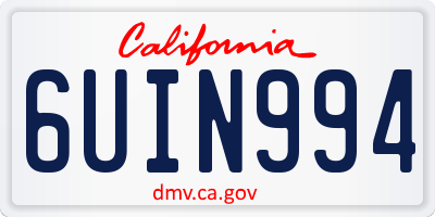 CA license plate 6UIN994