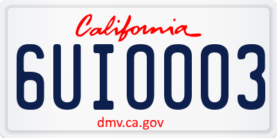 CA license plate 6UIO003