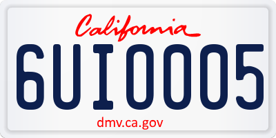 CA license plate 6UIO005