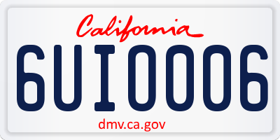 CA license plate 6UIO006