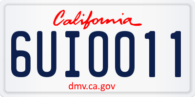 CA license plate 6UIO011