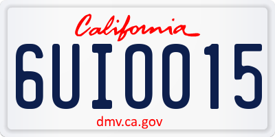 CA license plate 6UIO015