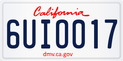 CA license plate 6UIO017
