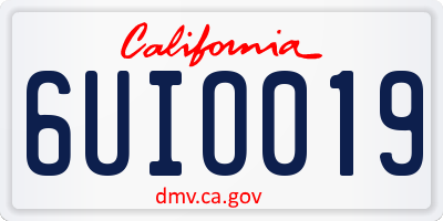 CA license plate 6UIO019