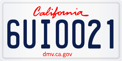 CA license plate 6UIO021