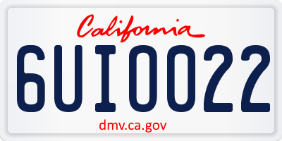 CA license plate 6UIO022