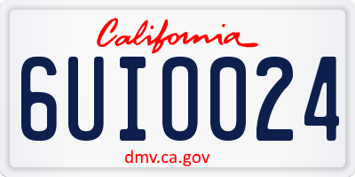 CA license plate 6UIO024