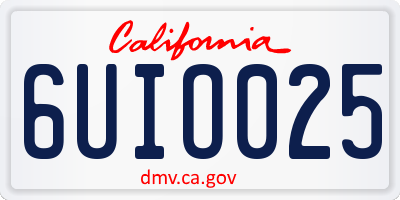 CA license plate 6UIO025
