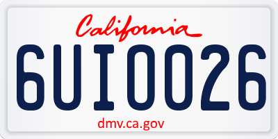 CA license plate 6UIO026