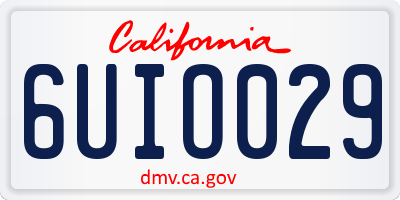 CA license plate 6UIO029