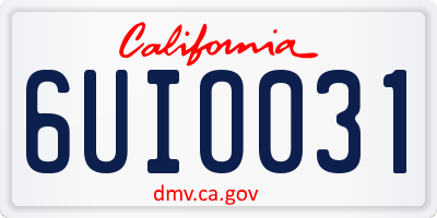 CA license plate 6UIO031