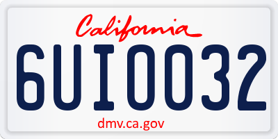 CA license plate 6UIO032
