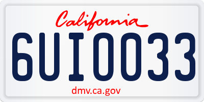 CA license plate 6UIO033