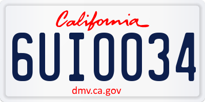 CA license plate 6UIO034