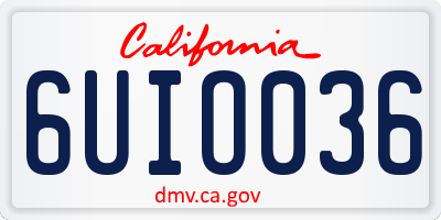 CA license plate 6UIO036