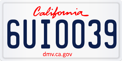 CA license plate 6UIO039