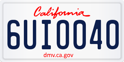 CA license plate 6UIO040