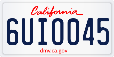 CA license plate 6UIO045