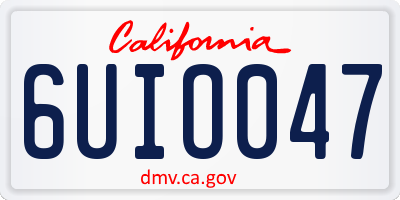 CA license plate 6UIO047