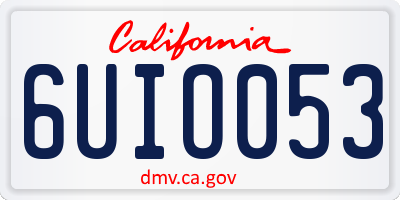 CA license plate 6UIO053
