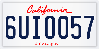 CA license plate 6UIO057