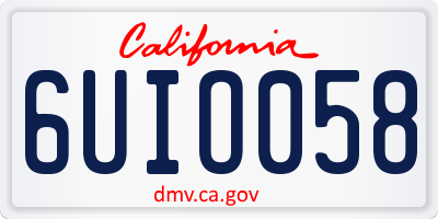 CA license plate 6UIO058