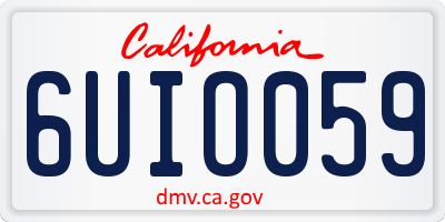 CA license plate 6UIO059