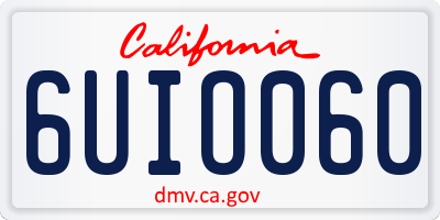 CA license plate 6UIO060