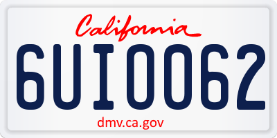 CA license plate 6UIO062