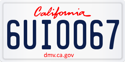 CA license plate 6UIO067