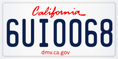 CA license plate 6UIO068