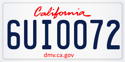 CA license plate 6UIO072