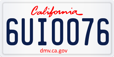 CA license plate 6UIO076