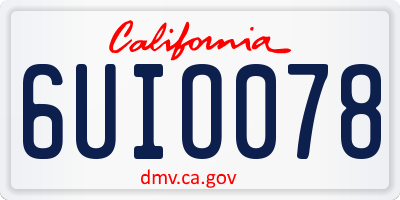 CA license plate 6UIO078