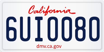 CA license plate 6UIO080