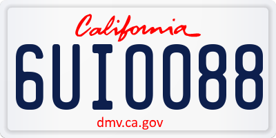 CA license plate 6UIO088