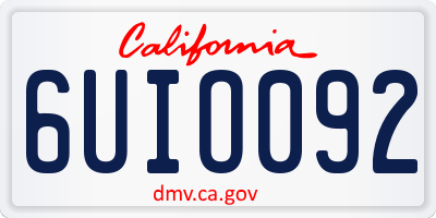 CA license plate 6UIO092