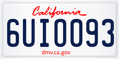 CA license plate 6UIO093