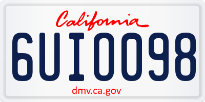 CA license plate 6UIO098