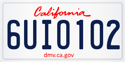 CA license plate 6UIO102