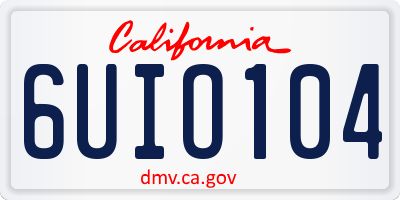 CA license plate 6UIO104