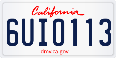 CA license plate 6UIO113