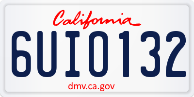 CA license plate 6UIO132
