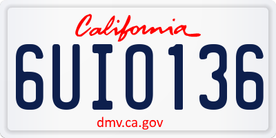 CA license plate 6UIO136
