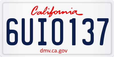 CA license plate 6UIO137