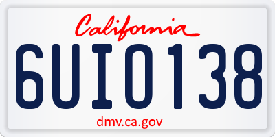 CA license plate 6UIO138