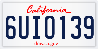 CA license plate 6UIO139