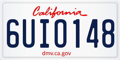 CA license plate 6UIO148